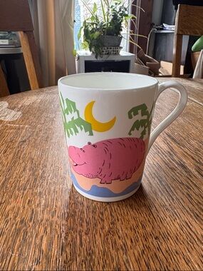 Studio Nova Hippo Mug with Pink Hippos Beach Scene Coffee Cup Mug by Studio Nova